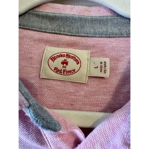 Brooks Brothers Mens Pink Short Sleeve Red Fleece Polo Preppy Heritage Large - Picture 3 of 7